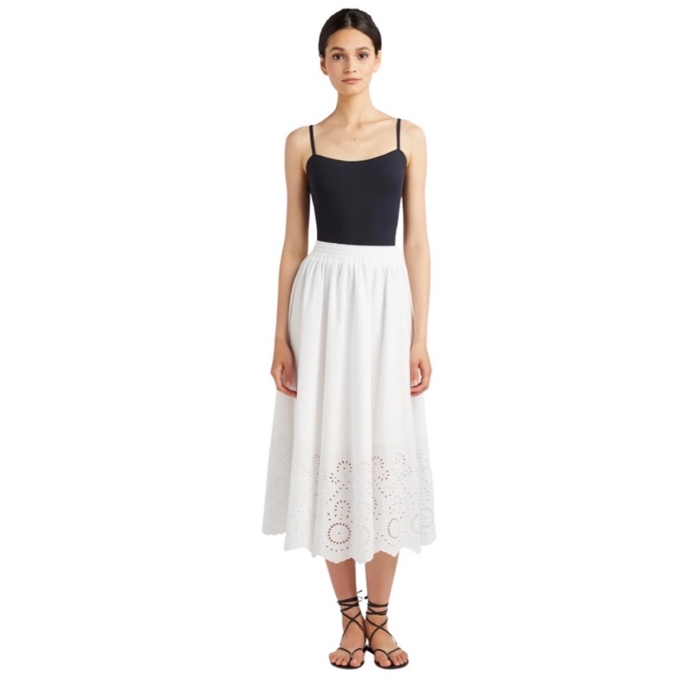 NWT Hill House Home White Poplin Amal Skirt